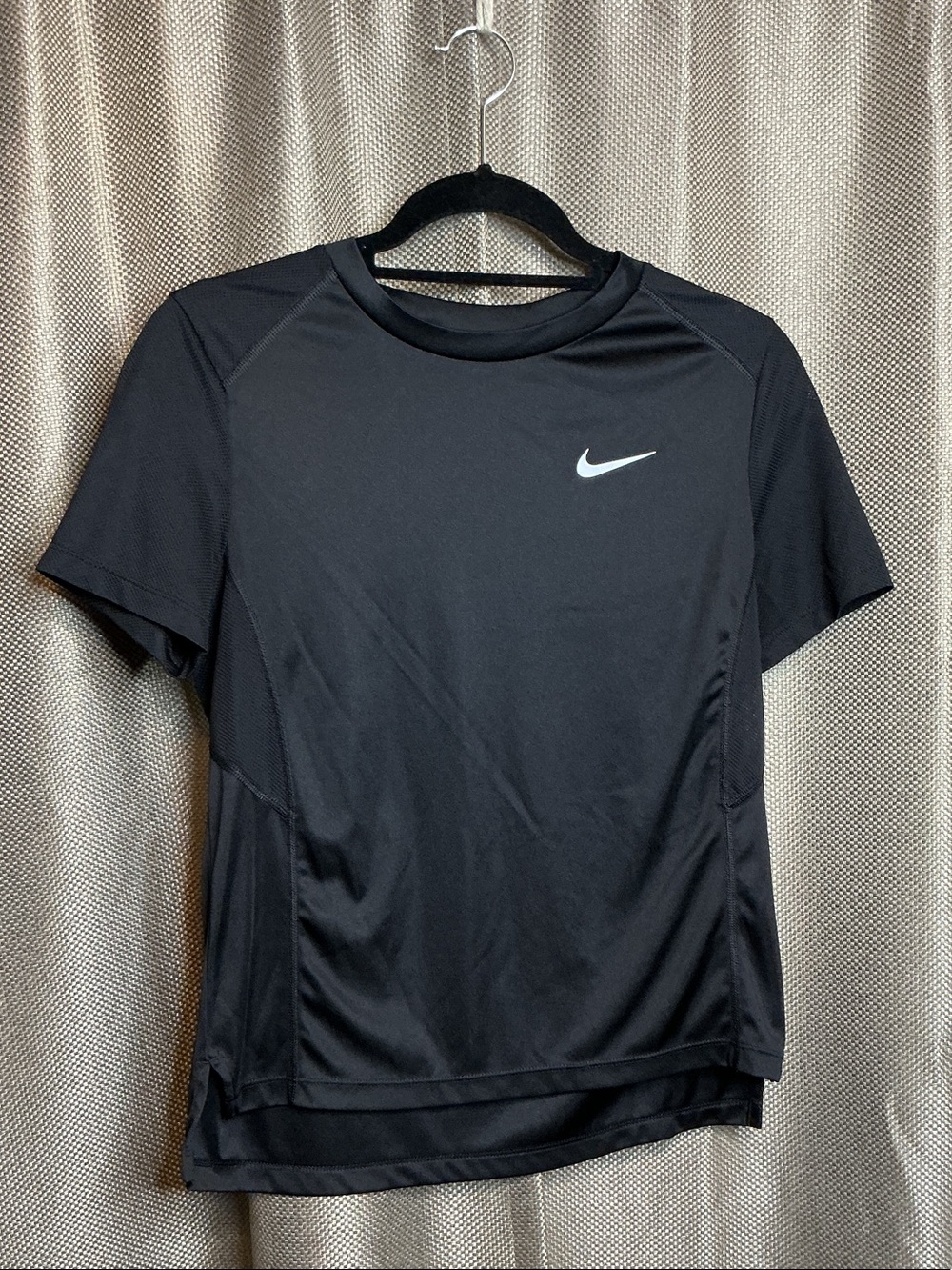 Nike Black Short Sleeve Dri-FIT Athletic Tee with White Swoosh